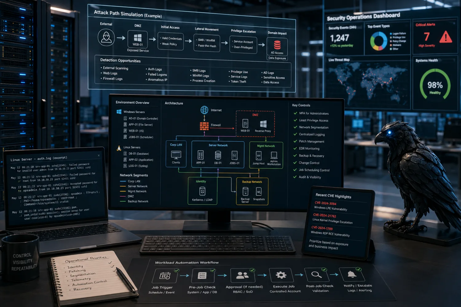 Visualization of IT infrastructure, security monitoring and technical dashboards