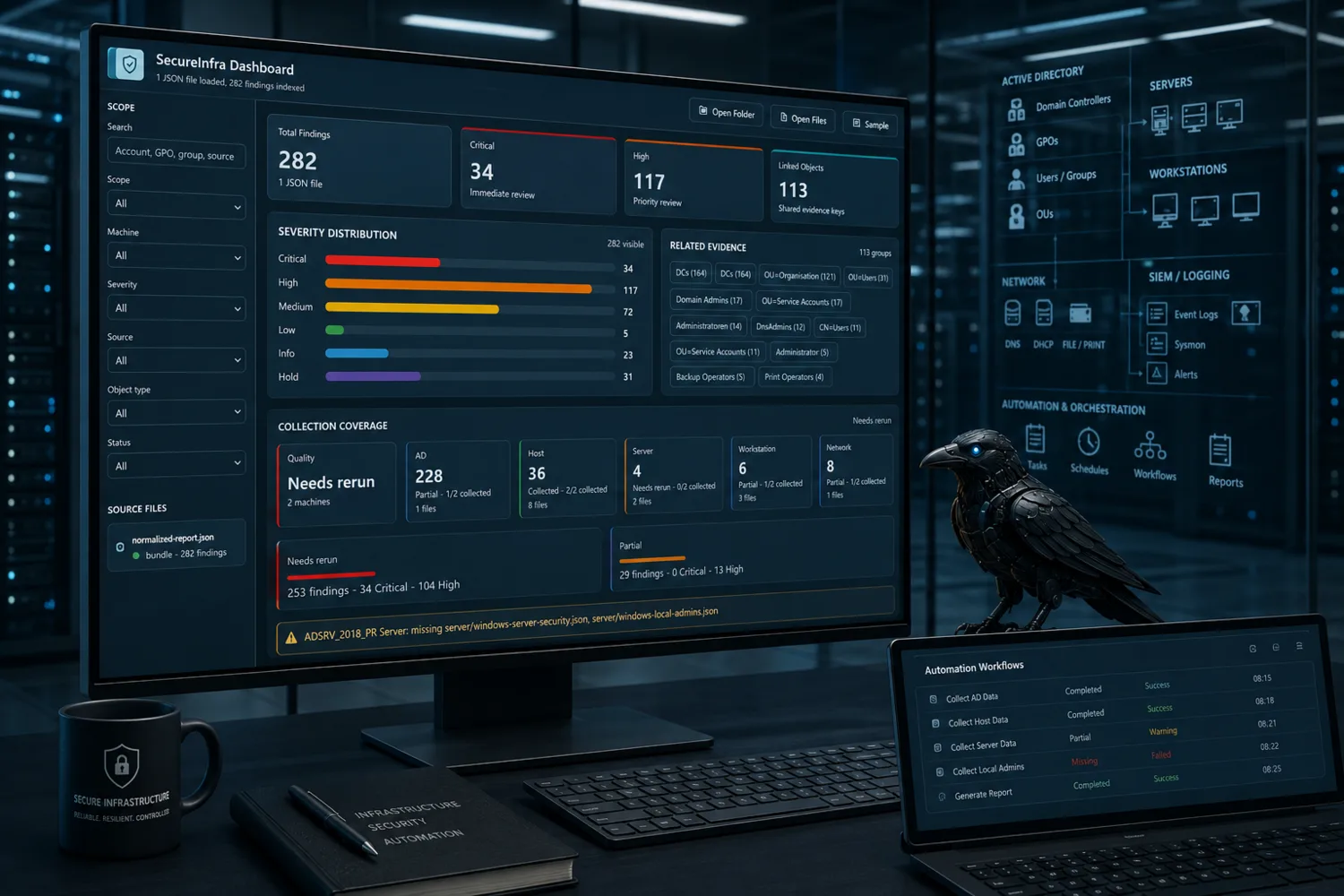 SecureInfra dashboard visualization for structured security assessment
